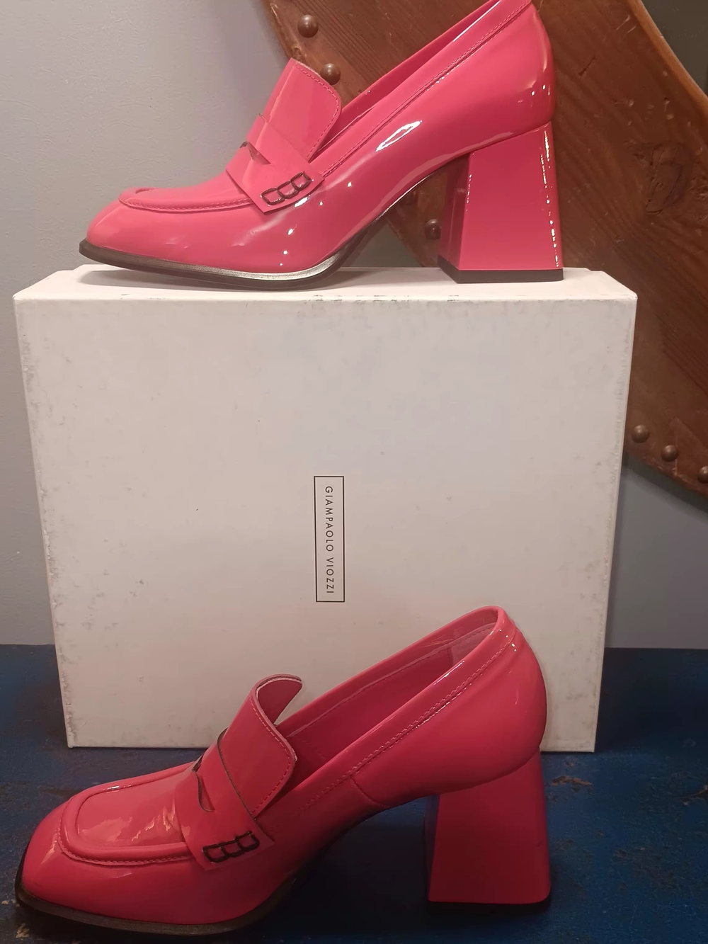 Pink Patent Block-Heel Loafers - Picture 4 of 7
